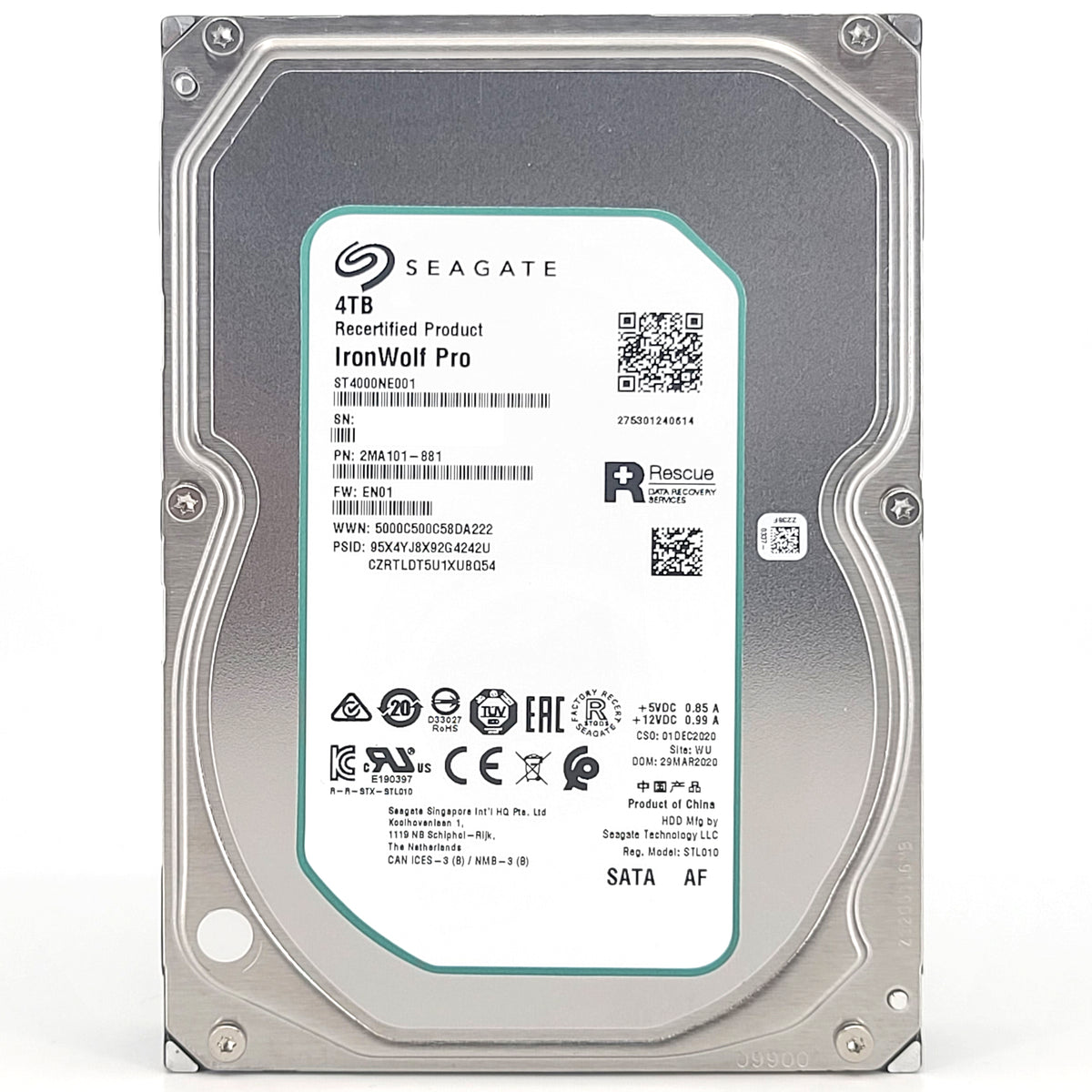 Seagate IronWolf Pro ST4000NE001 - Disque dur - 4 To - interne - 3.5 -  SATA 6Gb/s - 7200 tours/min - mémoire tampon : 256 Mo - avec 2 ans Rescue  Data Recovery Service Plan - Disques durs internes - Achat & prix