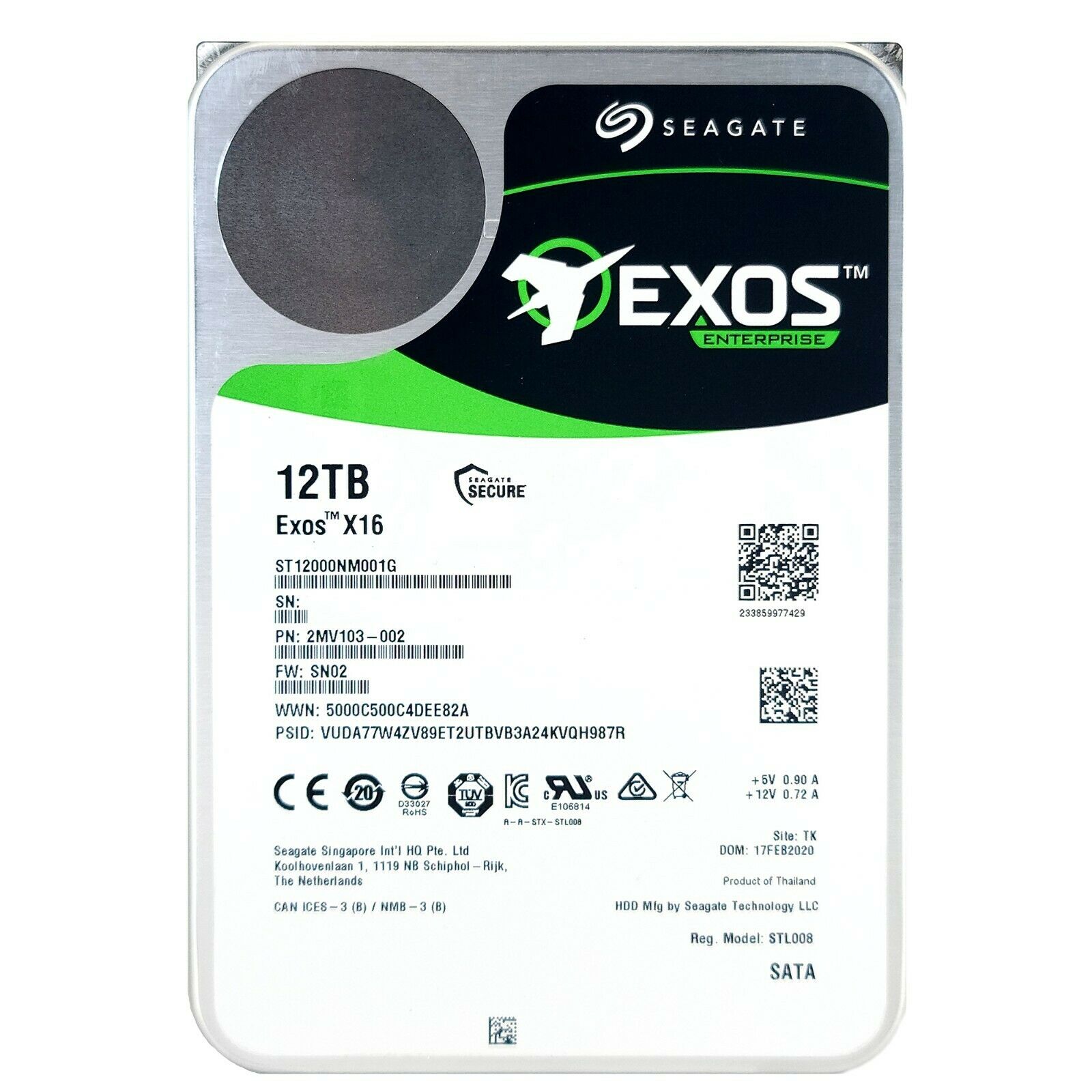 Seagate Exos X16 12TB 7200 RPM 3.5